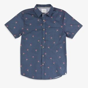 NEW Sovereign Code Los Angeles Vacay Navy Roses Button Down Top size Large